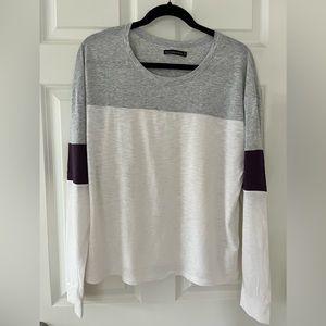 Abercrombie & Fitch Color Block Gray Burgundy Off White Long Sleeve T-Shirt XL